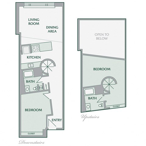 Floor plan for 2 beds, 2 baths, 1000 sqft